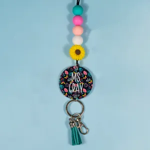 Blush Crush Floral Acrylic Lanyard