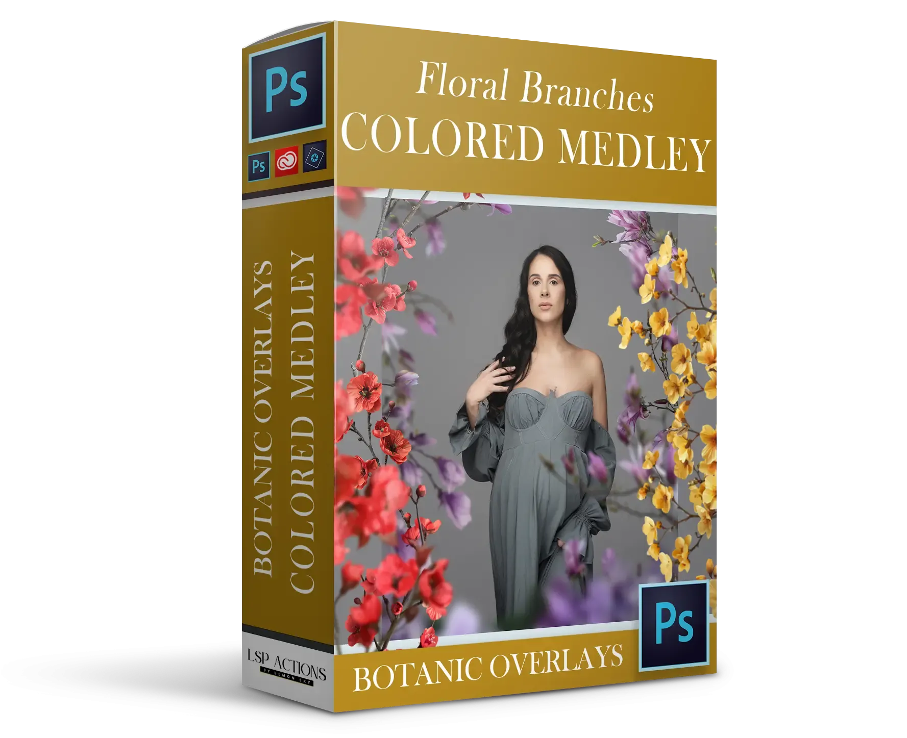 Botanical Branch Overlays: Colored Floral Branches