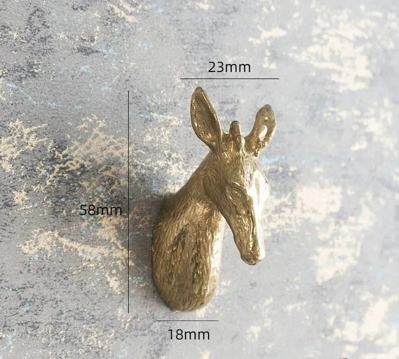 Brass Animal Head Cabinet Drawer Knob