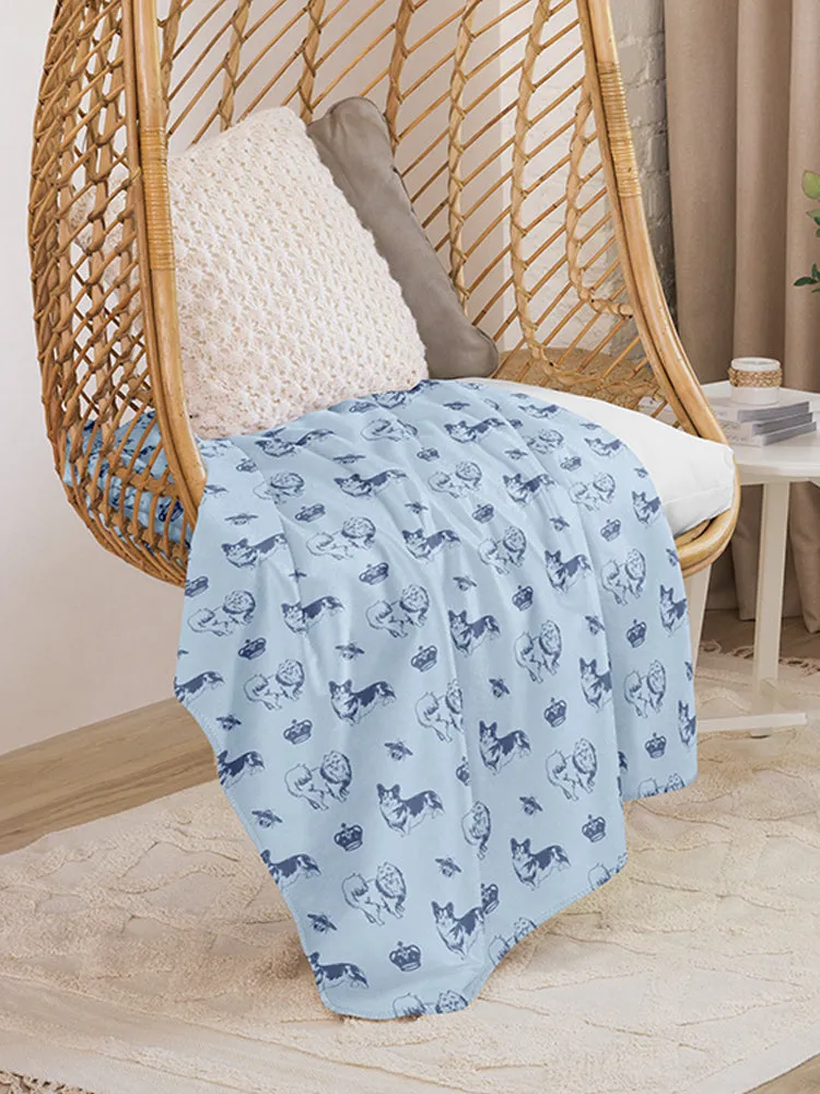 Bridgerton Corgis Pattern Sherpa Blanket