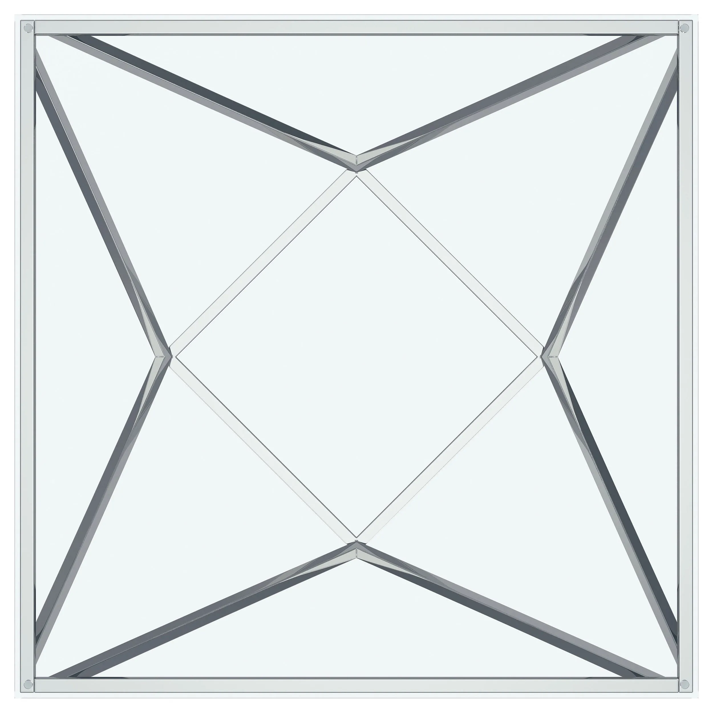 Brittania Square Glass Top Geometric Coffee Table Nickel