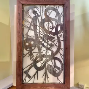 “Broken Spear” Framed Metal Wall Art