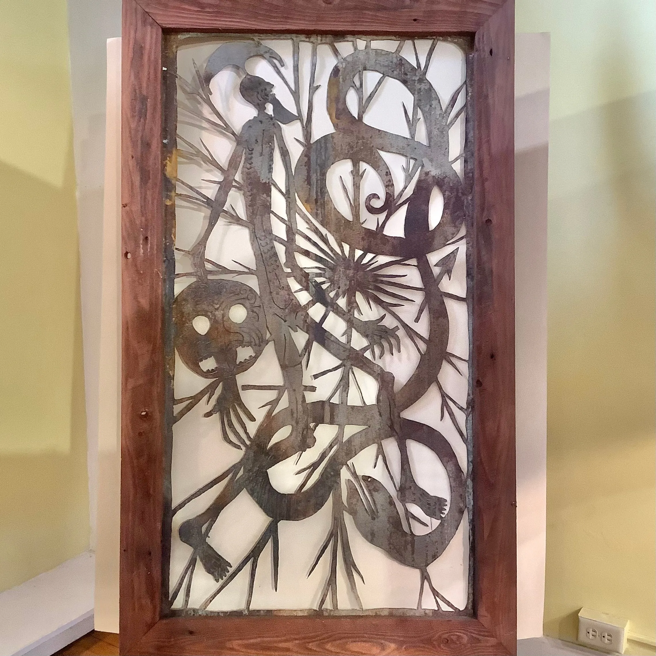“Broken Spear” Framed Metal Wall Art