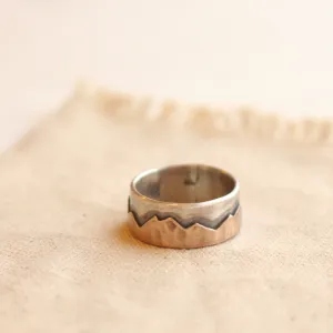 Bronze & Silver Mountain Range Ring