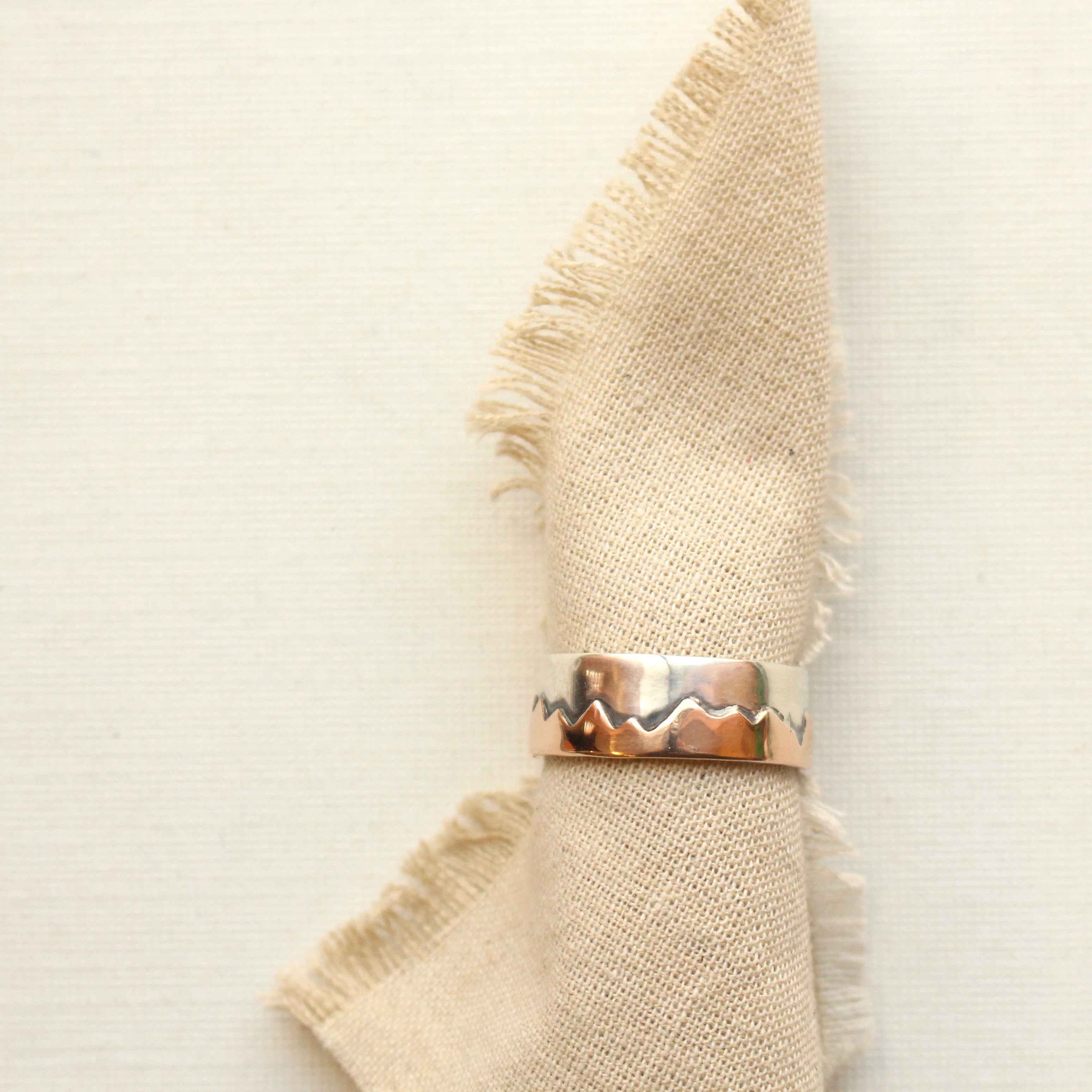 Bronze & Silver Mountain Range Ring