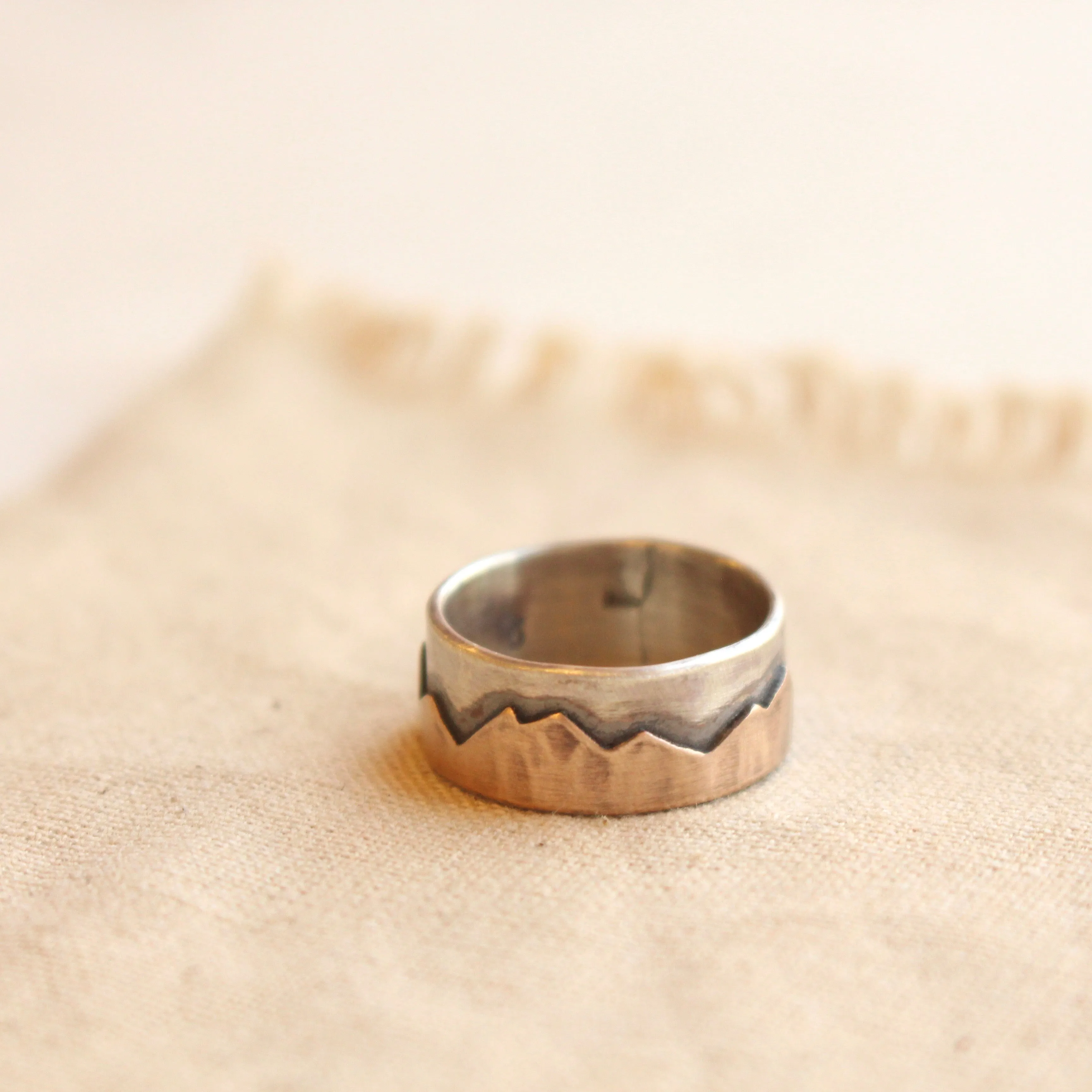 Bronze & Silver Mountain Range Ring