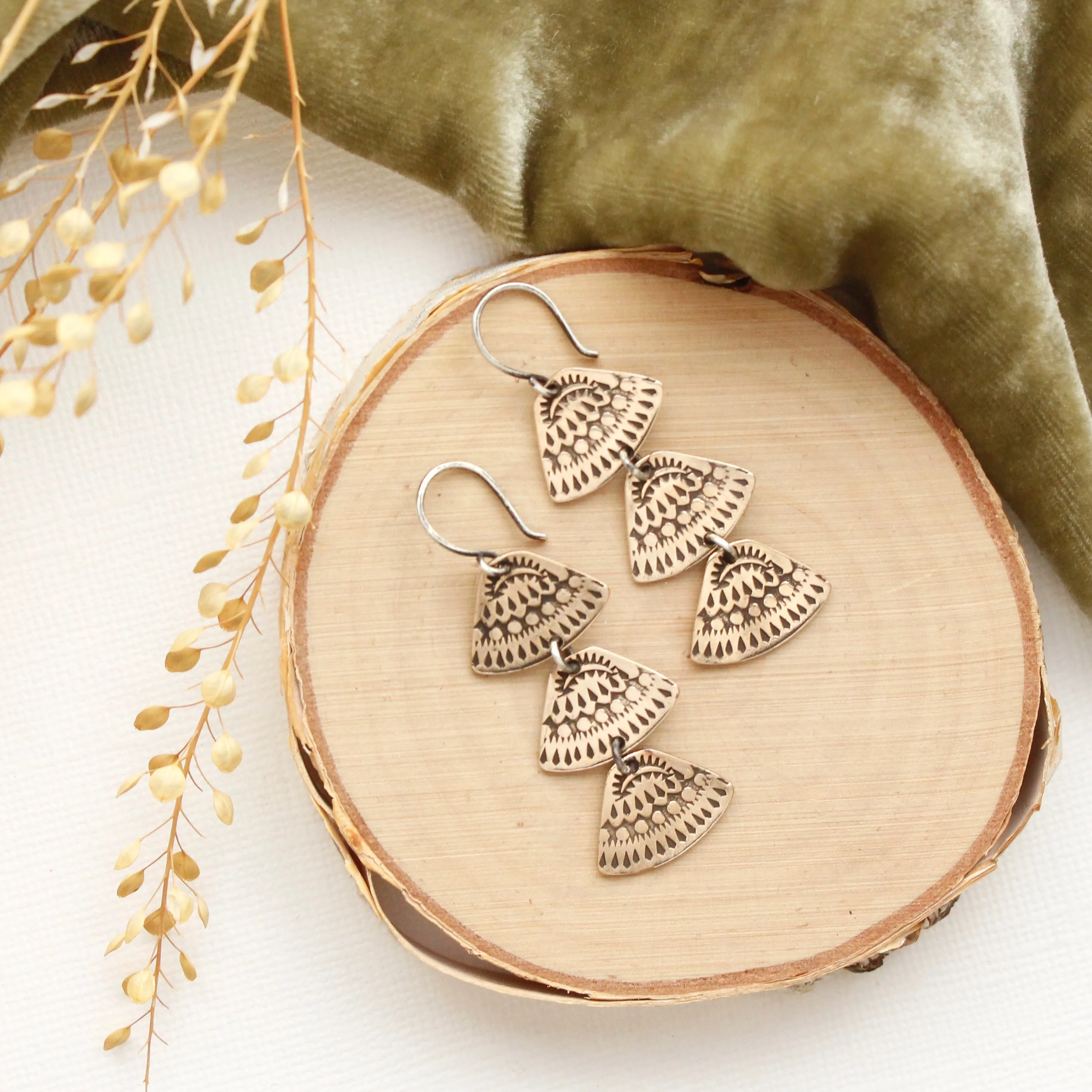 Bronze Asmi Trio Triangle Earrings