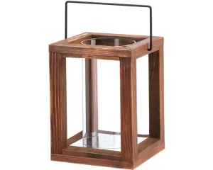 Brown rustic wooden decorative candle lantern