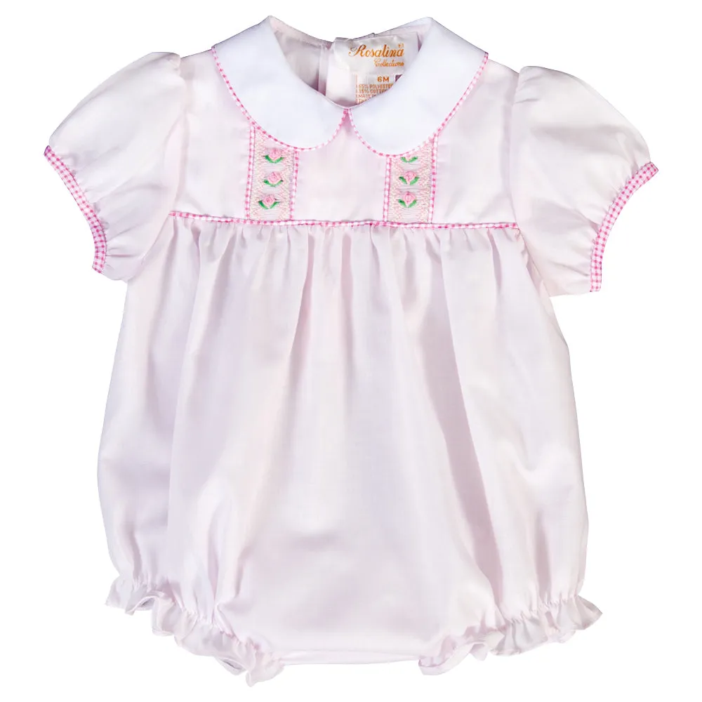 Bullion Flowers Lt. Pink Smocked Girl Bubble
