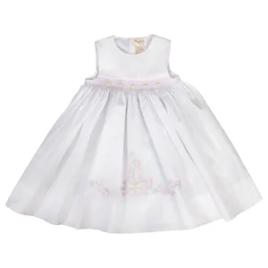 Butterfly Garden Embroidered Smocked White Sundress