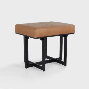 Calvin Leather Rectangle Stool