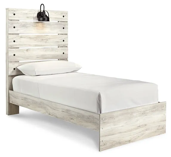 Cambeck Twin Panel Bed with Mirrored Dresser and Nightstand
