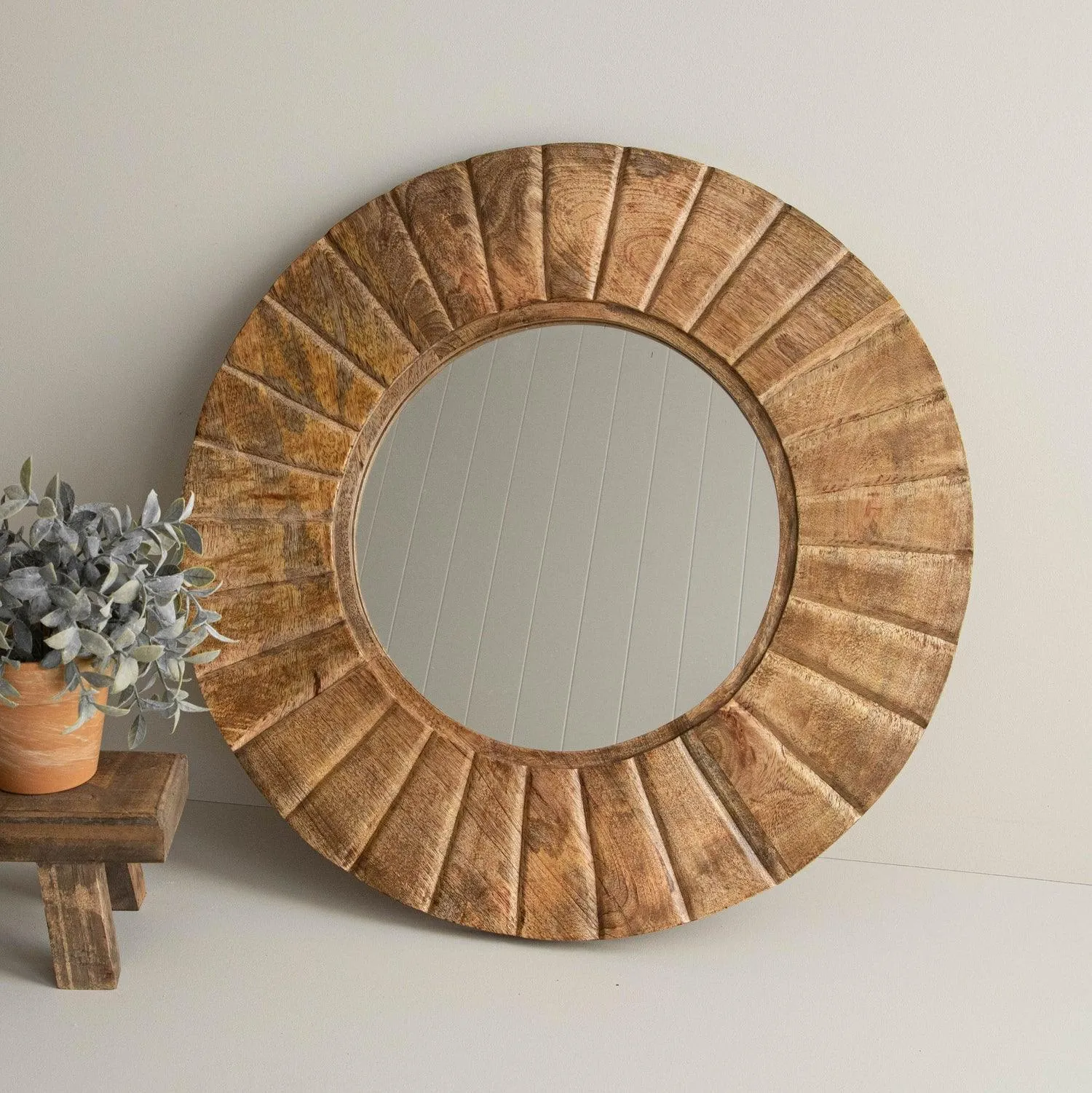 Carved Mango Wood Mirror