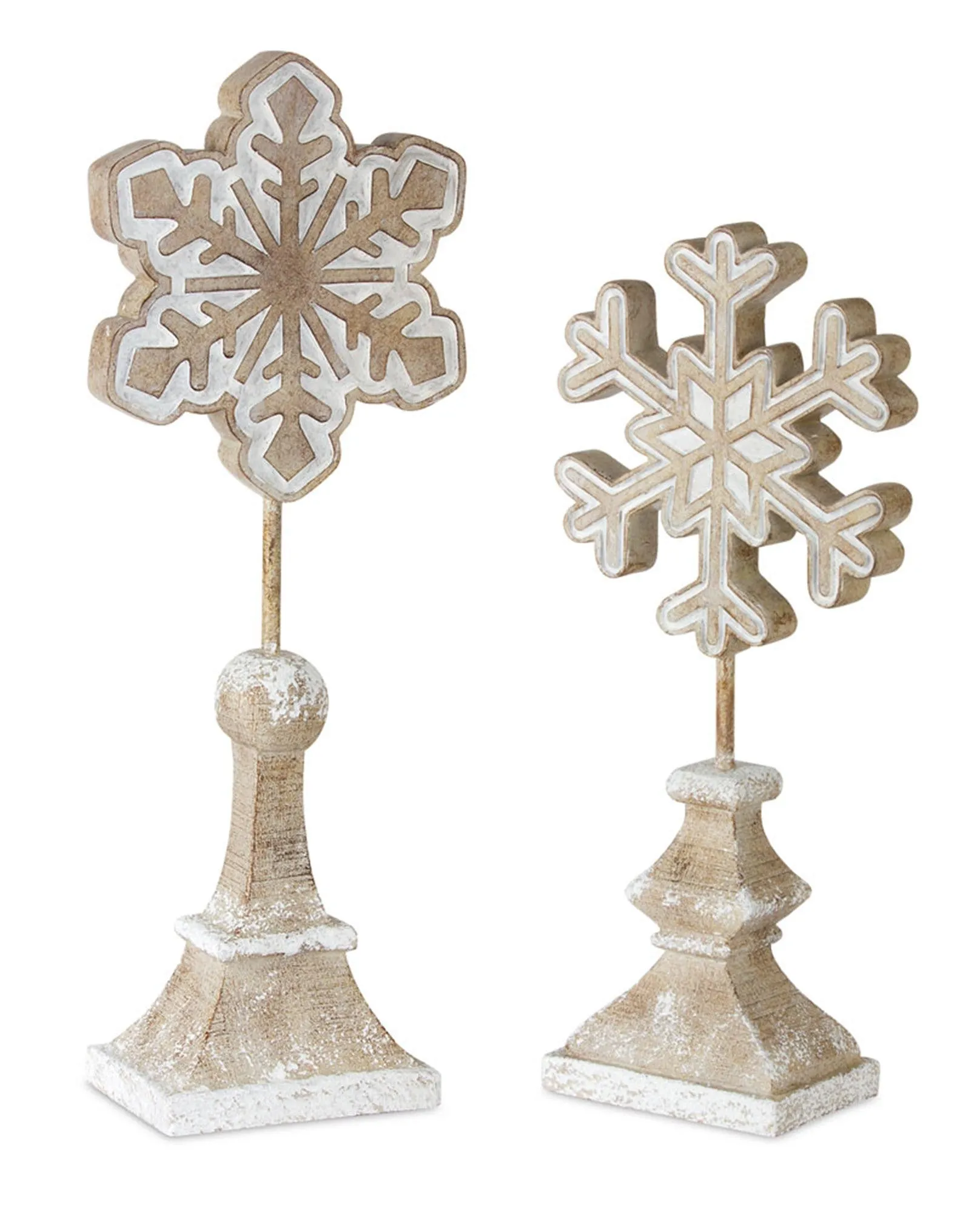 Carved Whitewashed Finial Snowflake