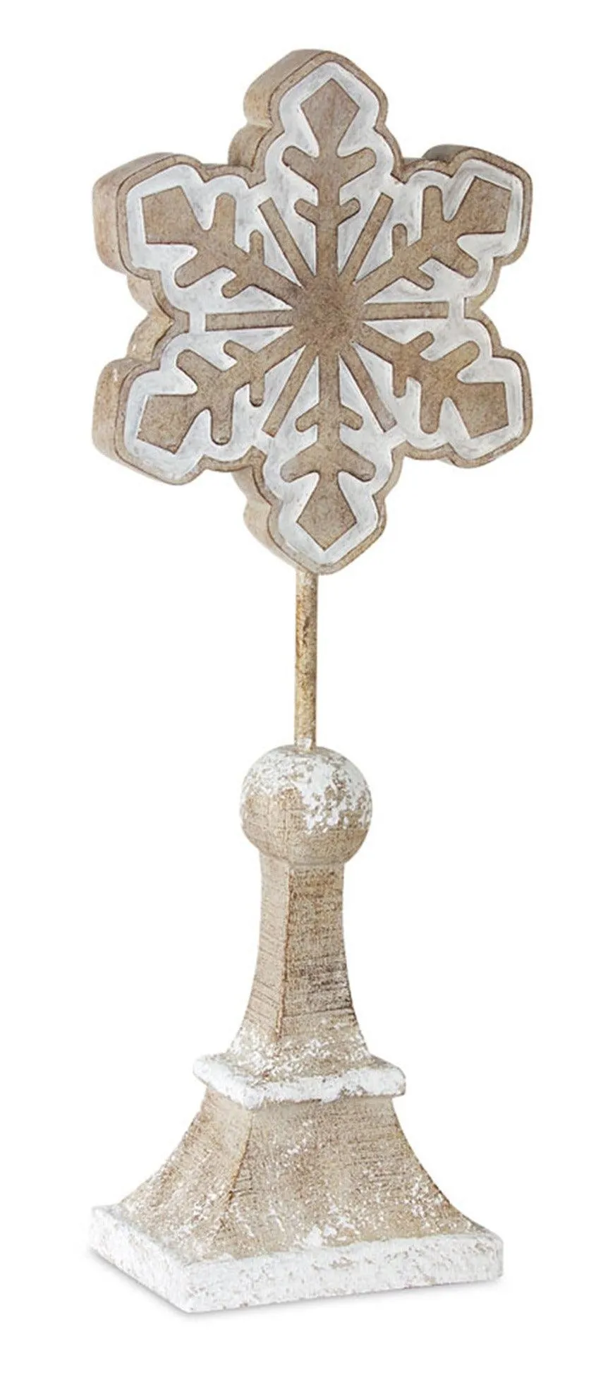 Carved Whitewashed Finial Snowflake