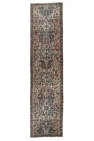'Cedar' Vintage Persian Runner- 3'5.5" x 14'1.5"