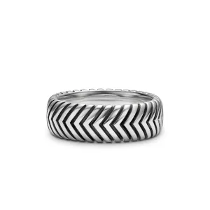 Chevron Band in Sterling Silver, 8mm, Size 10