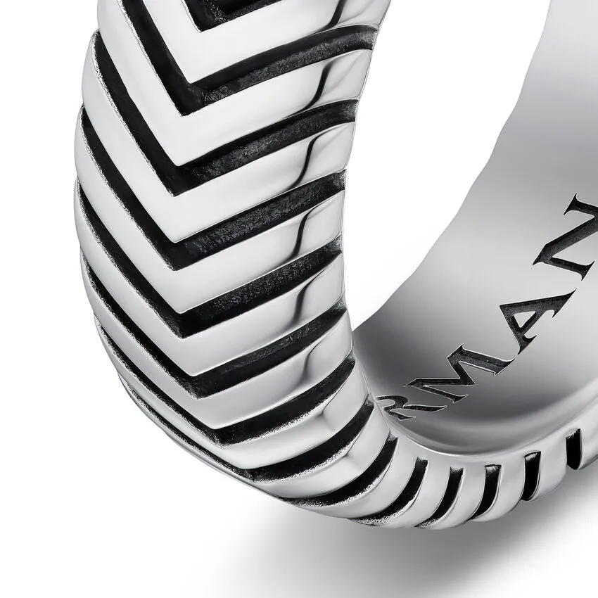 Chevron Band in Sterling Silver, 8mm, Size 10