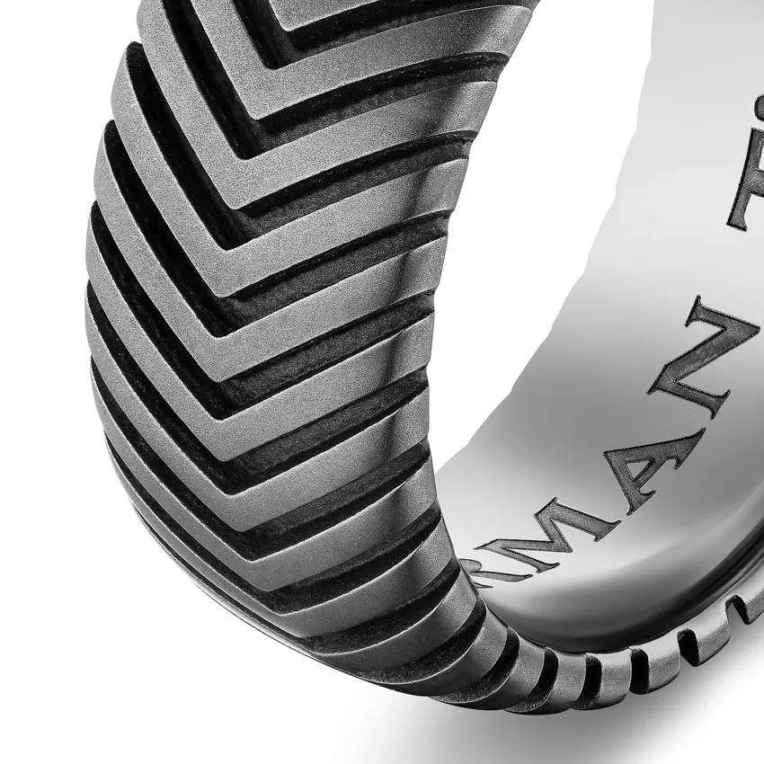 Chevron Band in Titanium, 10mm, Size 9