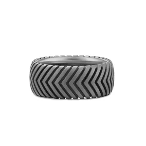 Chevron Band in Titanium, 10mm, Size 9