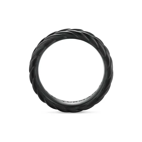 Chevron Band Ring in Black Titanium, 6.2mm, Size 10