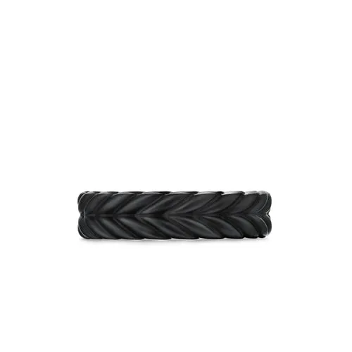 Chevron Band Ring in Black Titanium, 6.2mm, Size 10