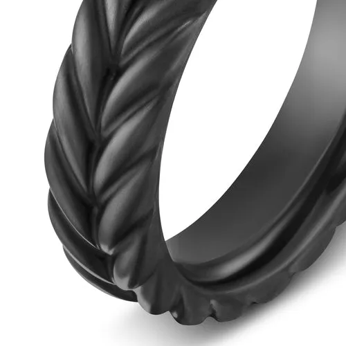 Chevron Band Ring in Black Titanium, 6.2mm, Size 10