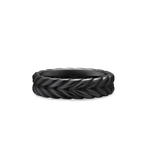 Chevron Band Ring in Black Titanium, 6.2mm, Size 10