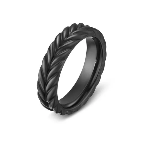 Chevron Band Ring in Black Titanium, 6.2mm, Size 10