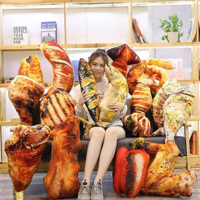 Chicken Leg and Fried Rice Noodles Plush Pillow 120CM