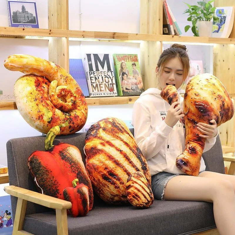 Chicken Leg and Fried Rice Noodles Plush Pillow 120CM