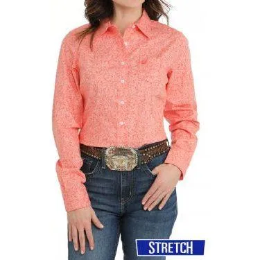 Cinch Ladies Western Shirt, Button Down - Coral MSW9164241
