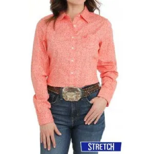 Cinch Ladies Western Shirt, Button Down - Coral MSW9164241