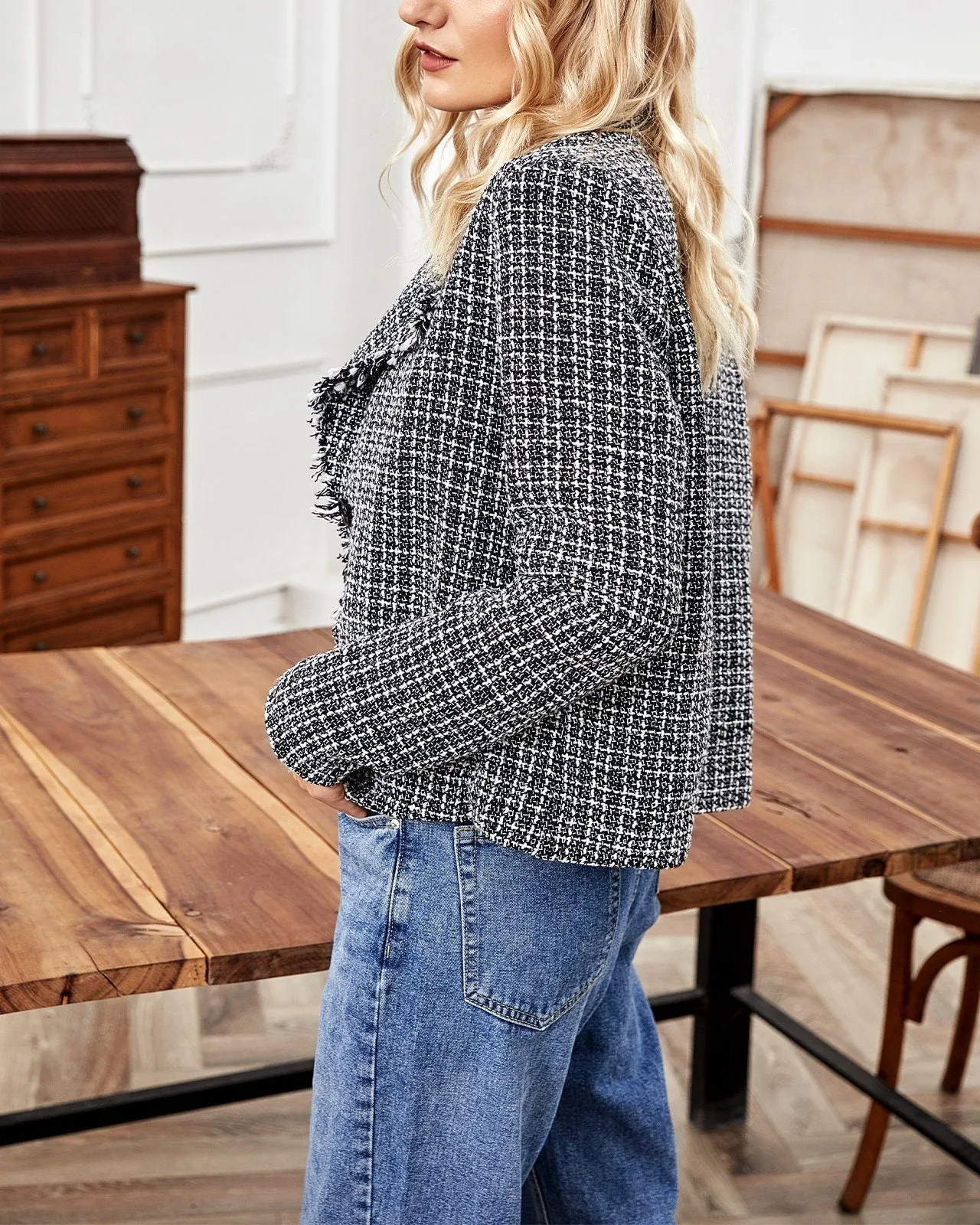 City To City Cropped Tweed Coat