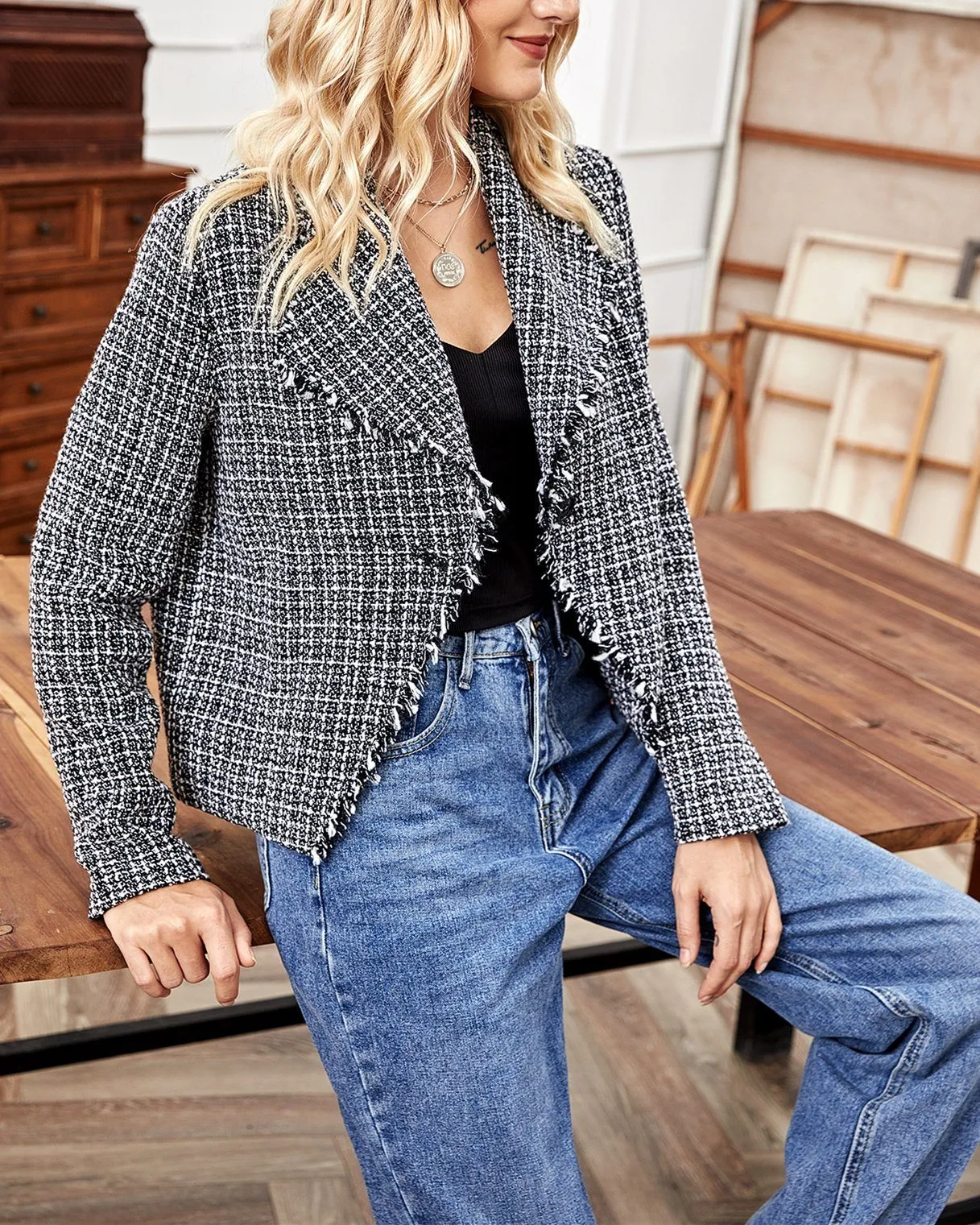 City To City Cropped Tweed Coat