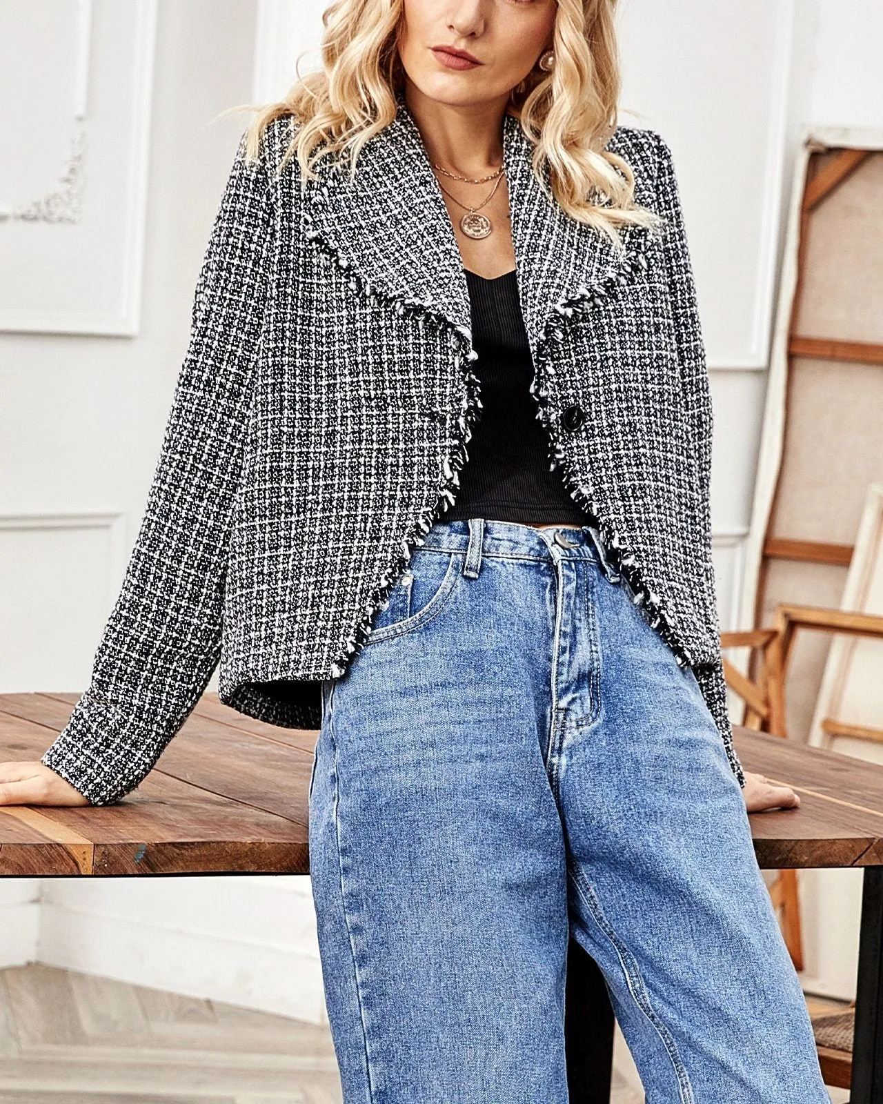 City To City Cropped Tweed Coat