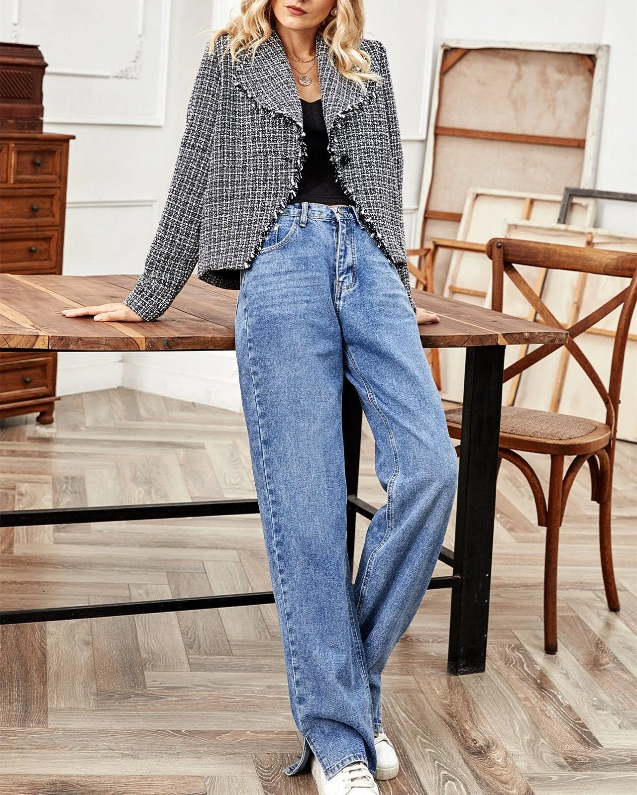 City To City Cropped Tweed Coat