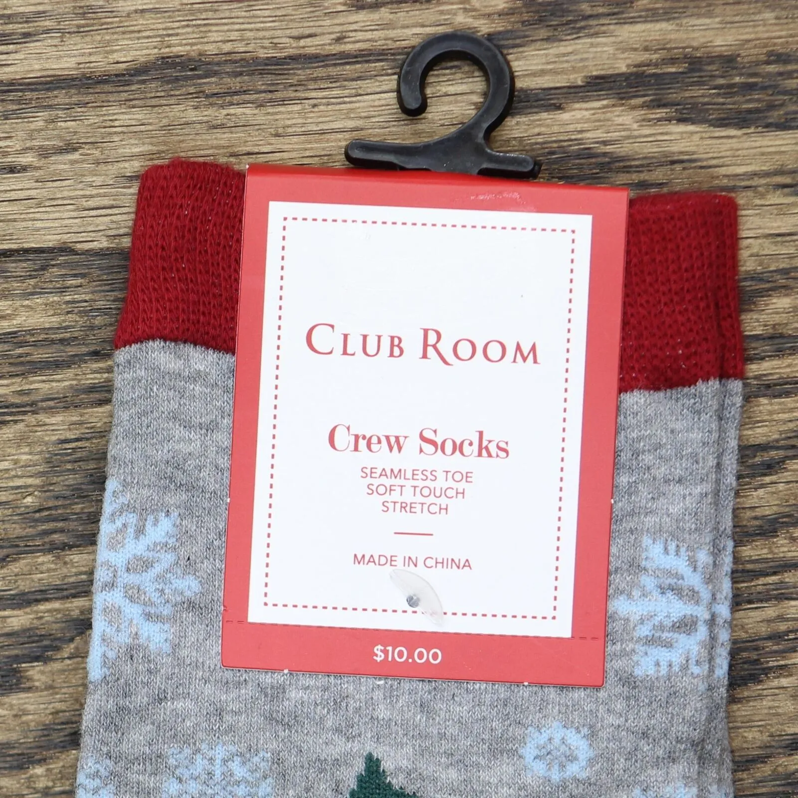 Club Room Mens Holiday Candy Cane and Lights Holly Leaves Crew Socks