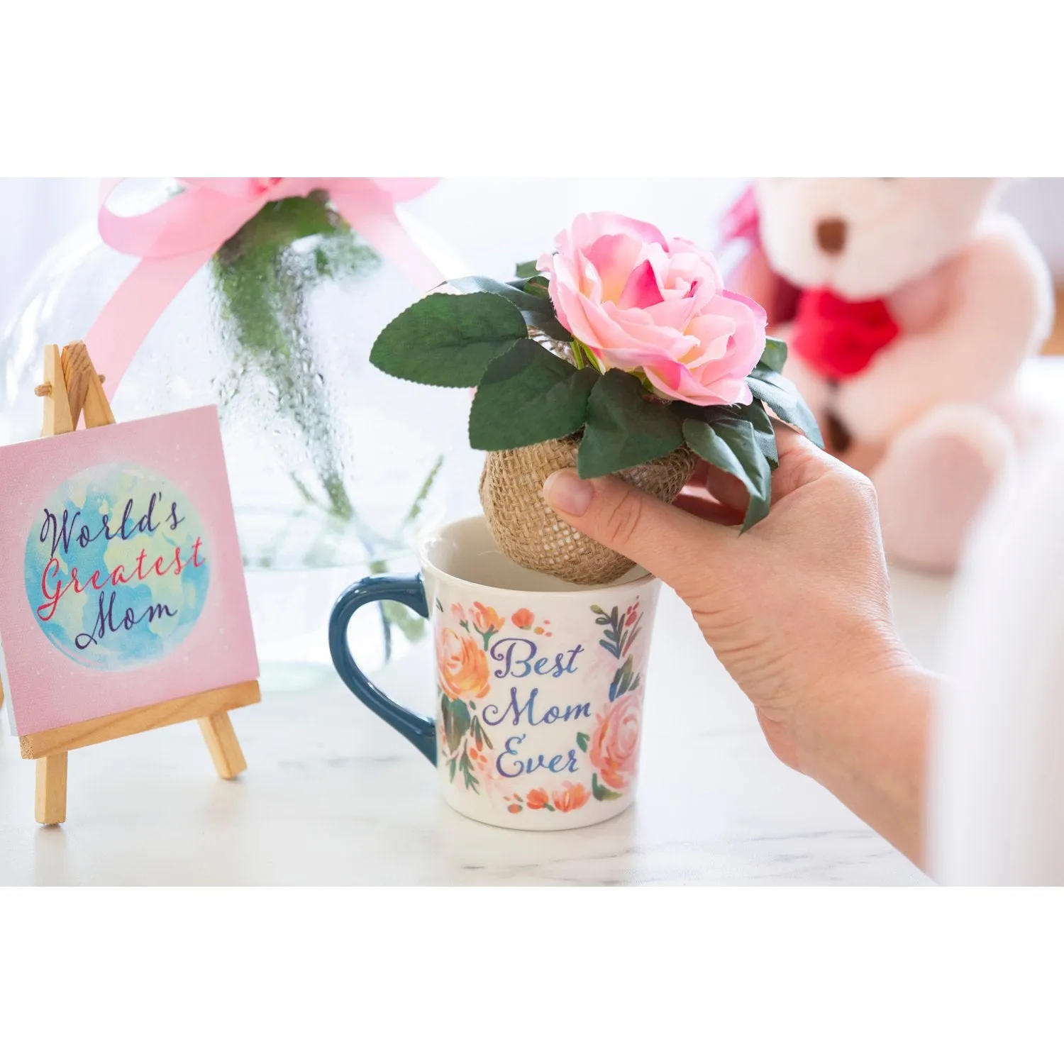Coffee Cup and Floral Gift Set, 8 OZ, Best Mom Ever,p3758005