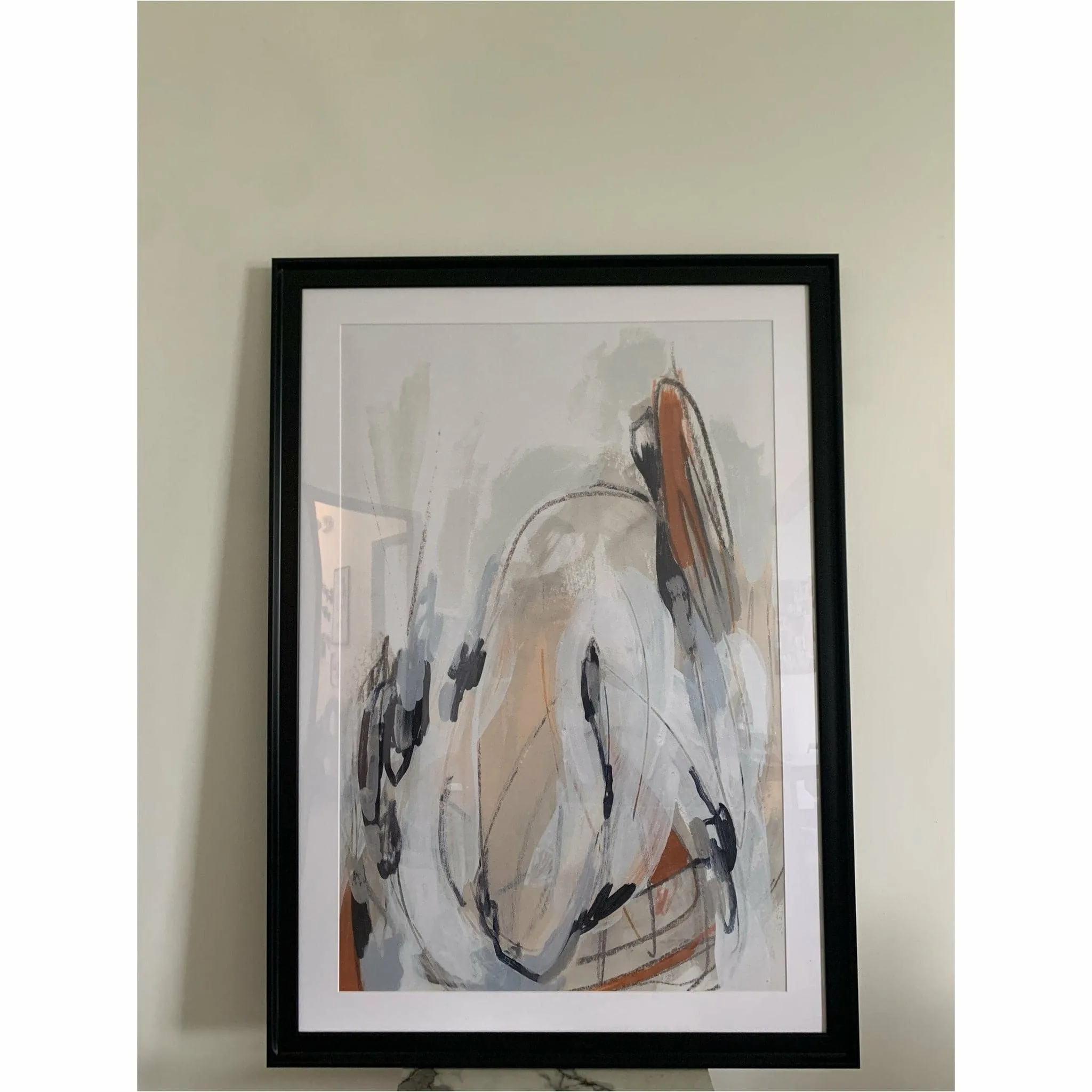 Contemporary Orange Cream and Navy Art