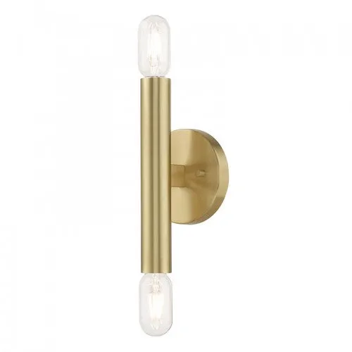 Copenhagen 2 Lt Satin Brass ADA Wall Sconce