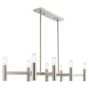 COPENHAGEN 8 LIGHT LINEAR CHANDELIER, BRUSHED NICKEL