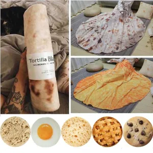 Corn Tortilla Pizza Round Fleece Winter Throw Blanket