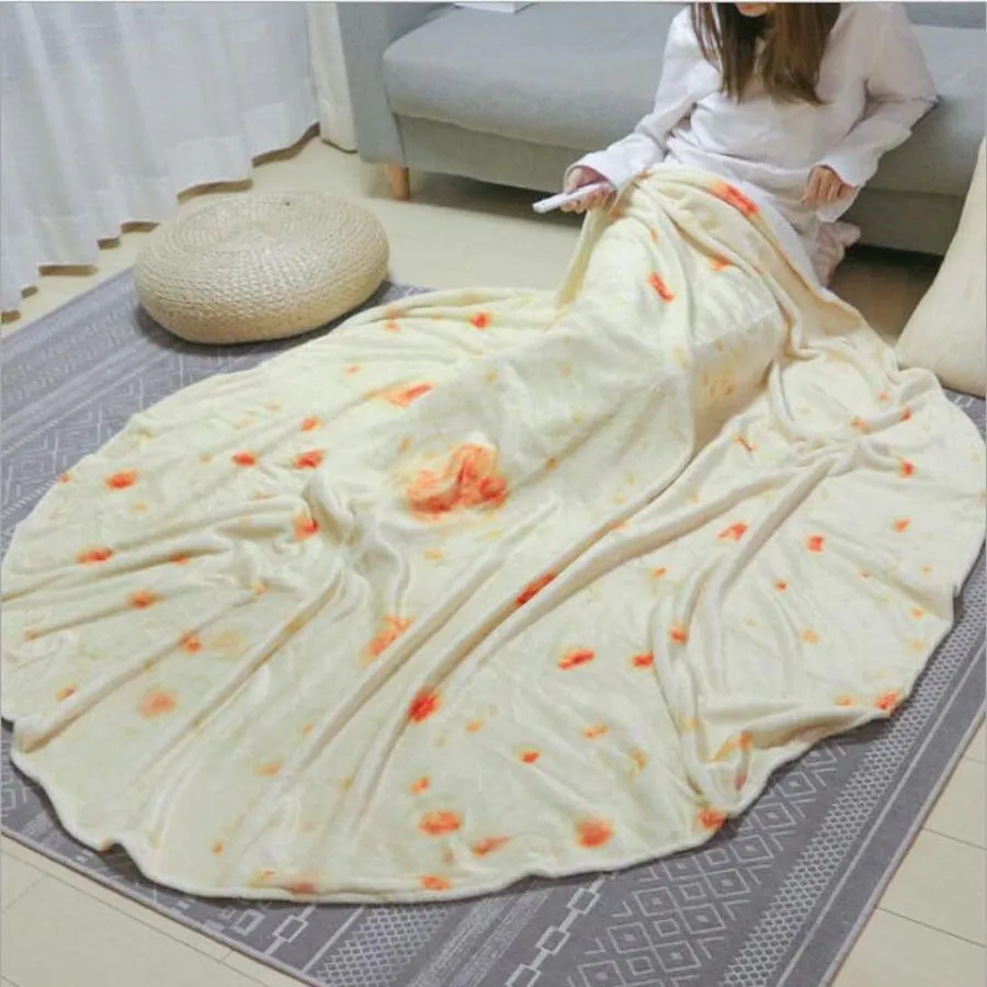 Corn Tortilla Pizza Round Fleece Winter Throw Blanket