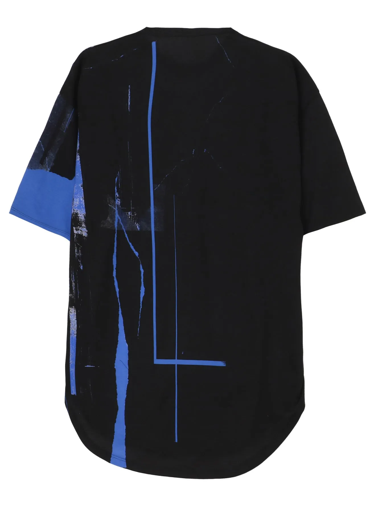 COTTON JERSEY TORN PATTERN HEM ROUND JUMBO T-SHIRT SHORT SLEEVES