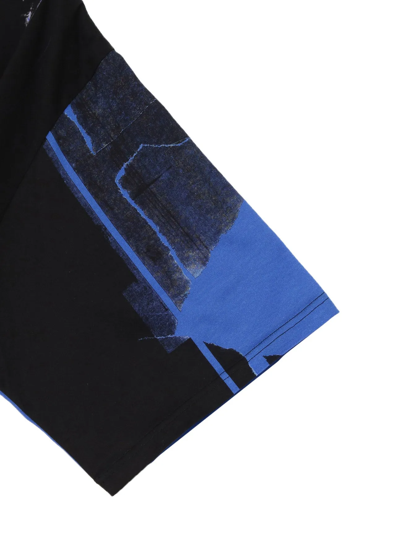 COTTON JERSEY TORN PATTERN HEM ROUND JUMBO T-SHIRT SHORT SLEEVES