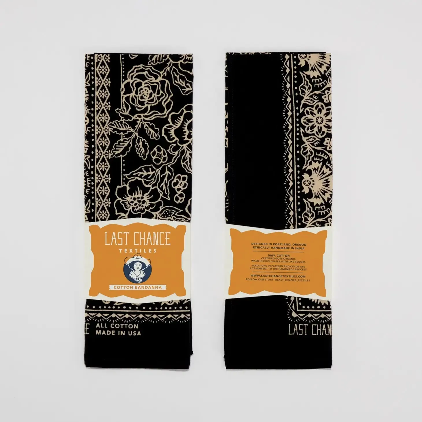 Cotton Rosey Bandana - Black