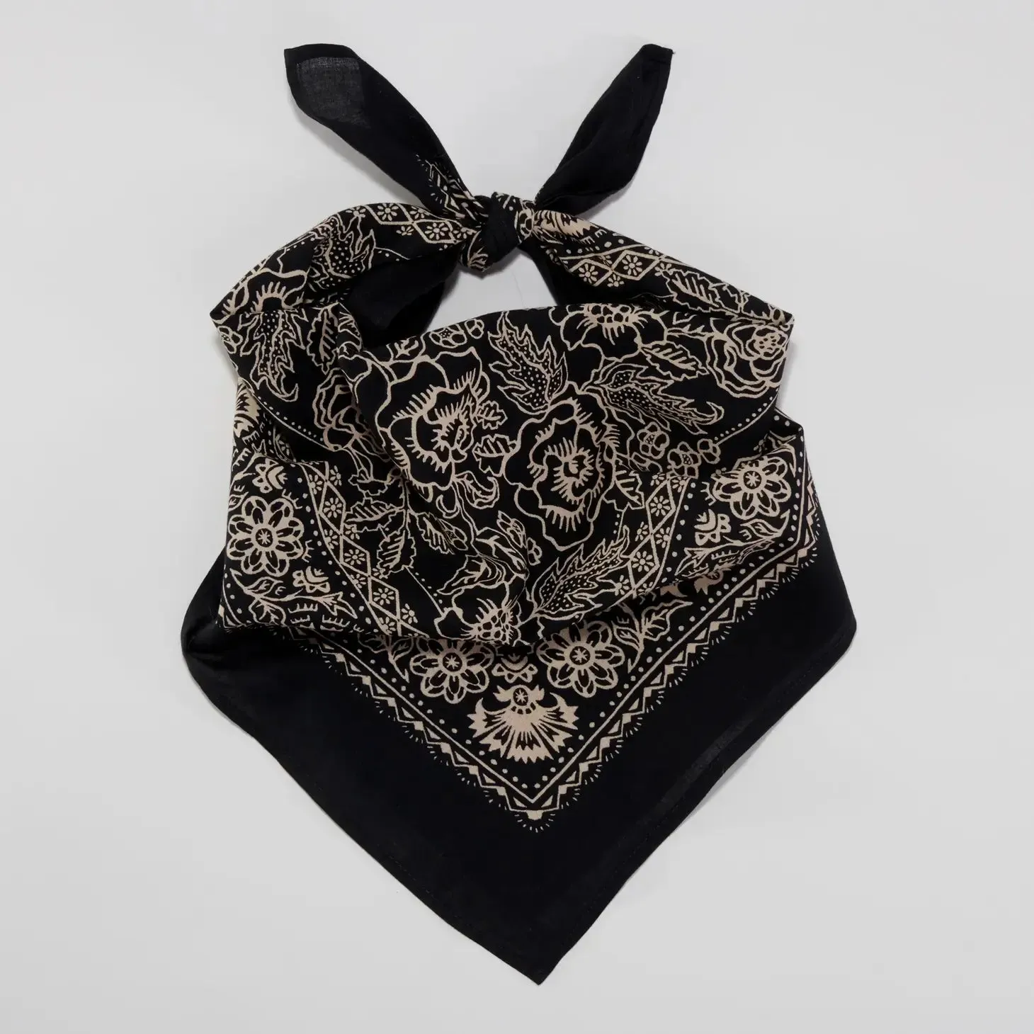 Cotton Rosey Bandana - Black
