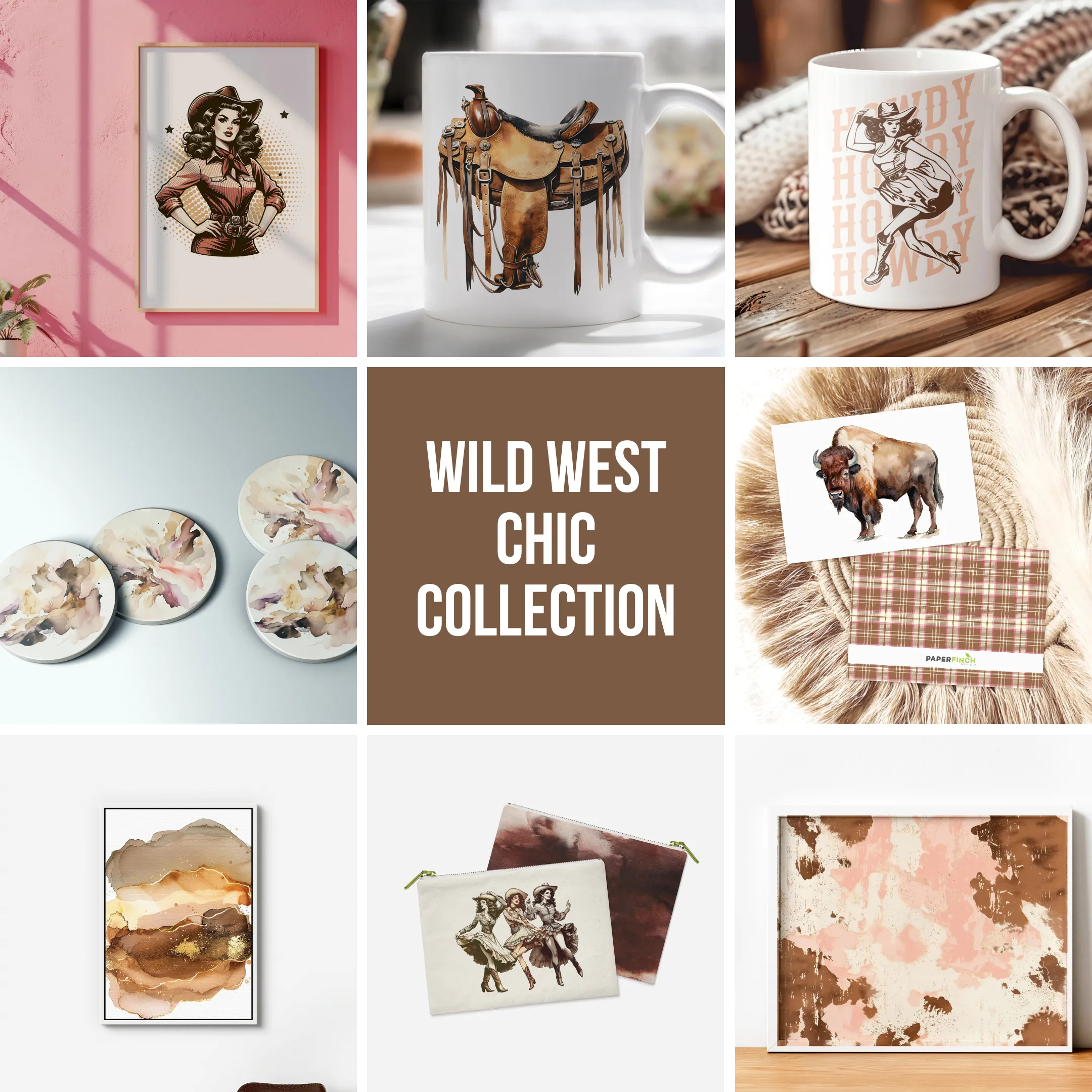 Cowgirl mug, trio of dancing cowgirls, whimsical ceramic coffee companion, charming gift for strong women and cowgirl vibes! | Wild West Chic collection