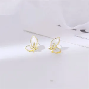 Cubic Zirconia & 18K Gold-Plated Butterfly Stud Earrings